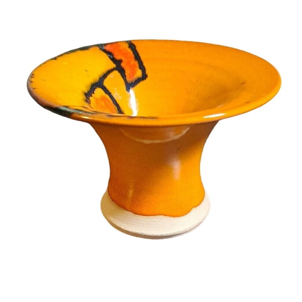 Vintage Danish Candle Holder MCM Postmodern Orange Black Taper Fit see photo